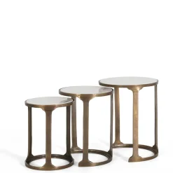 Wohnen Telefontische*Beistelltisch Trio mit Marmorplatten - Manoja (dreiteilig)