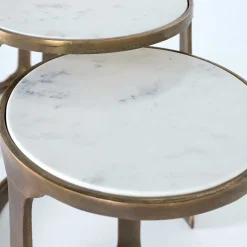 Wohnen Telefontische*Beistelltisch Trio mit Marmorplatten - Manoja (dreiteilig)