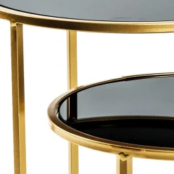 Wohnen Telefontische*Beistelltische aus Schwarzglas - Ektuala (zweiteilig)