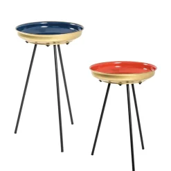 Wohnen Beistelltische in Blau & Rot & Gold - Tayler (zweiteilig)