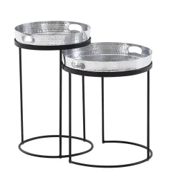 Wohnen Beistelltische mit Tabletts in Silber - Makimona (zweiteilig)