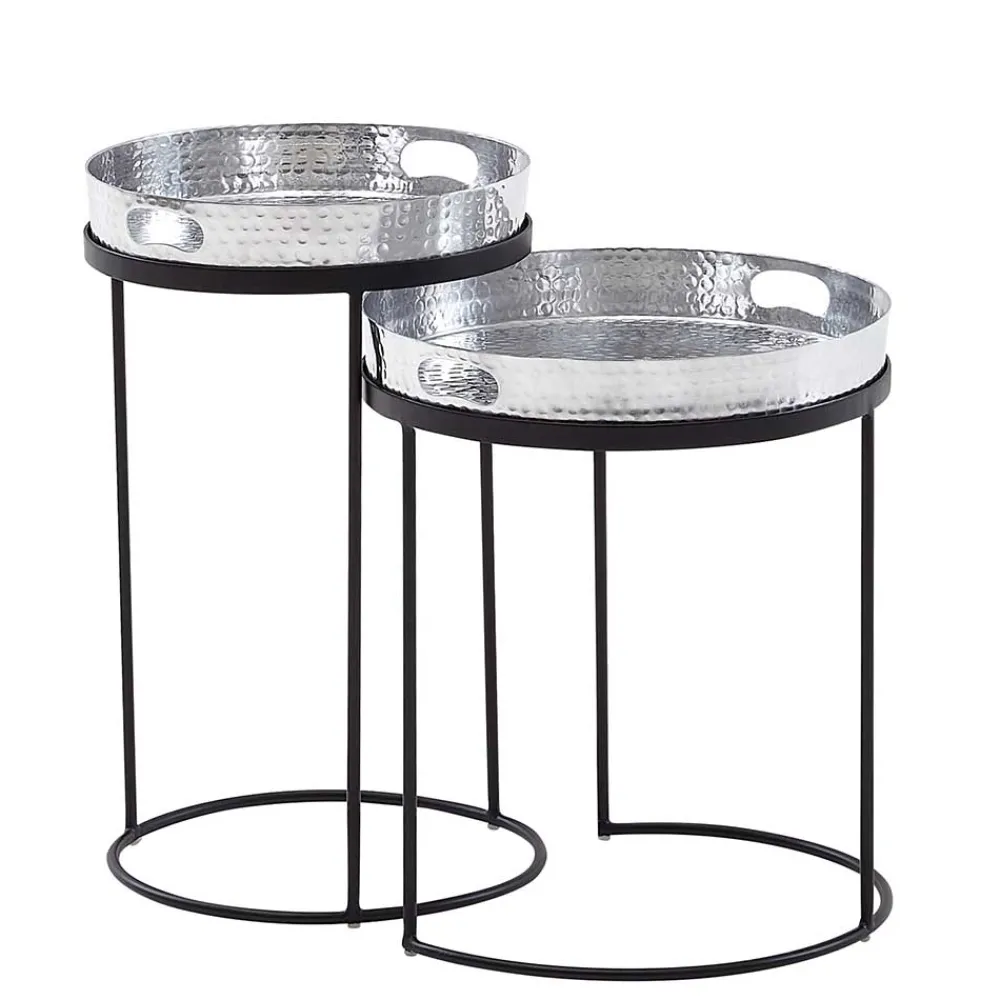 Wohnen Beistelltische mit Tabletts in Silber - Makimona (zweiteilig)