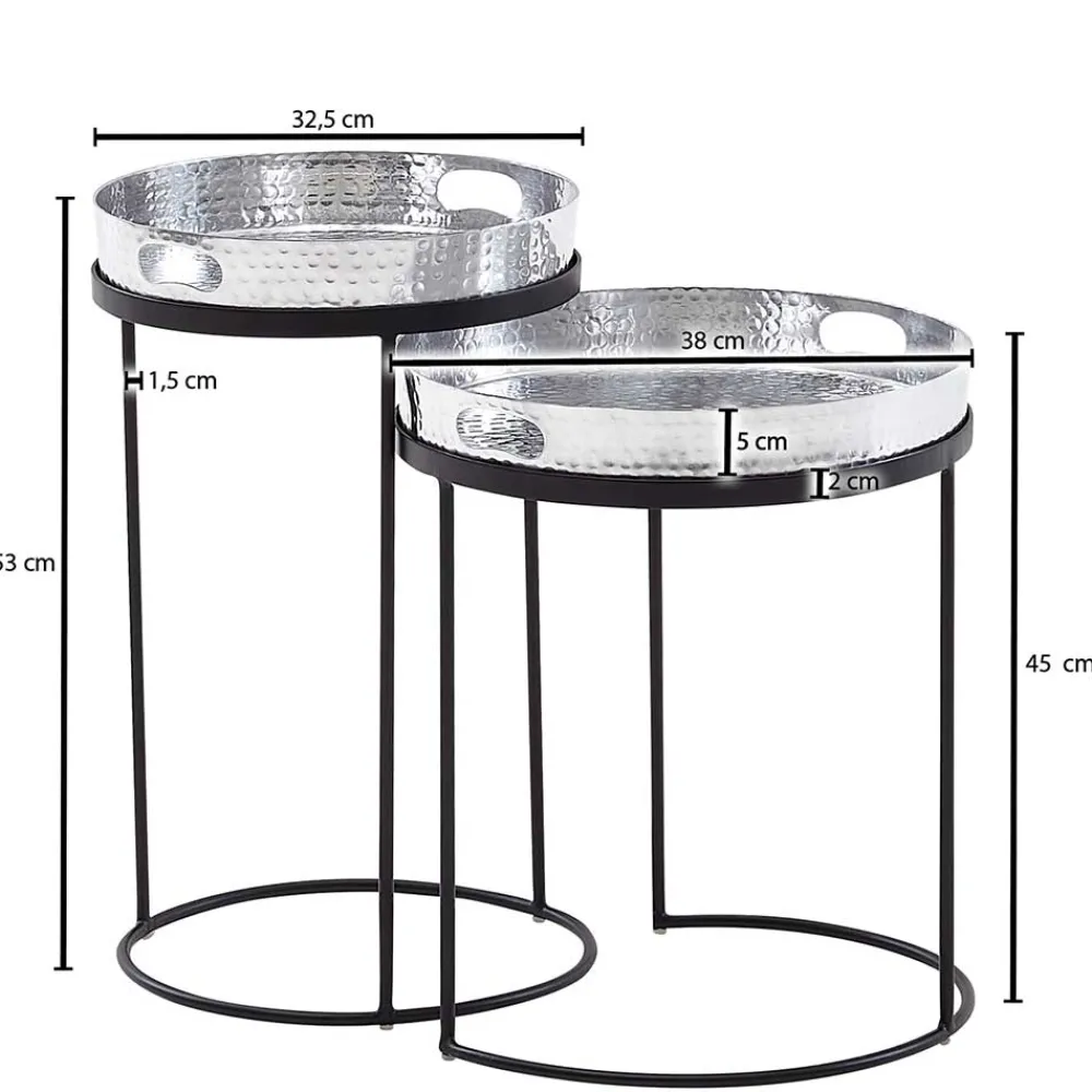 Wohnen Beistelltische mit Tabletts in Silber - Makimona (zweiteilig)