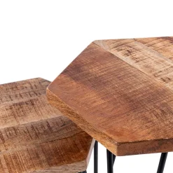 Wohnen Telefontische*Beistelltische sechseckig aus Mangoholz - Pulaudio (zweiteilig)