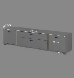 Wohnen Beleuchtete TV Kommode mit 200 cm Breite - Racelyn