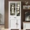 Wohnen Vitrinen|Wohnzimmer-Vitrinen*Beleuchteter Vitrinenschrank im Country Style - Sinolita