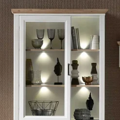 Wohnen Vitrinen|Wohnzimmer-Vitrinen*Beleuchteter Vitrinenschrank im Country Style - Sinolita