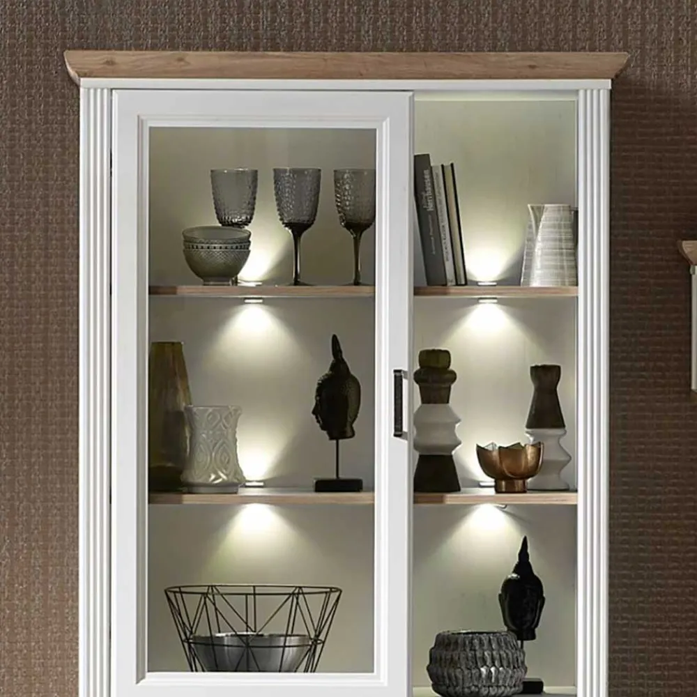 Wohnen Vitrinen|Wohnzimmer-Vitrinen*Beleuchteter Vitrinenschrank im Country Style - Sinolita