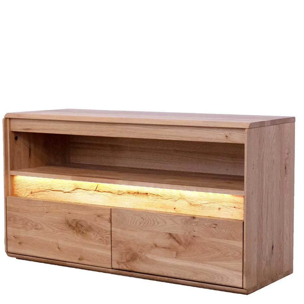 Wohnen Beleuchtetes TV Element aus massiver Wildeiche - Acmida