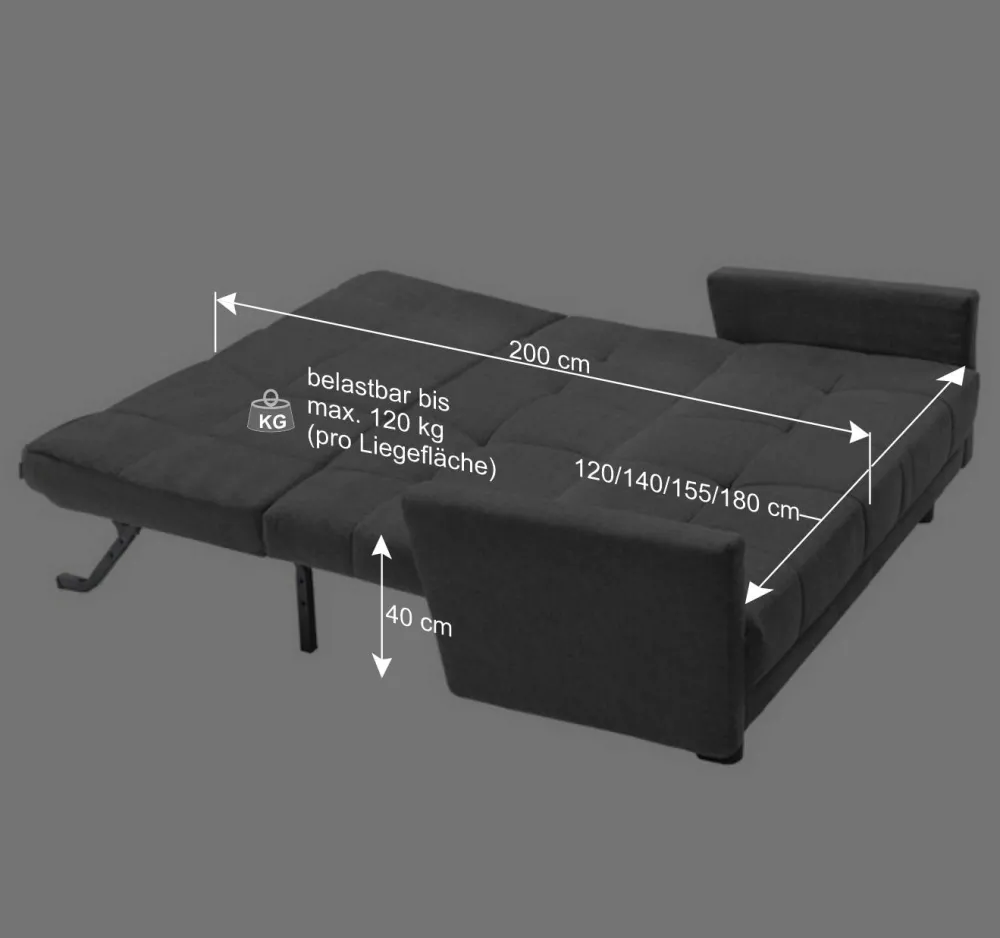 Wohnen Bequemes Flachgewebe Faltsofa in Grau - Yirma