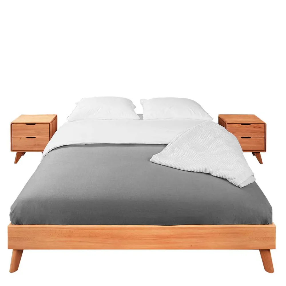 Wohnen Überlänge Holzbett & Nachttische - Junola II (dreiteilig)