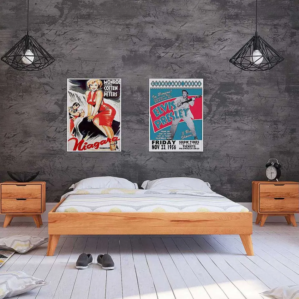 Wohnen Überlänge Holzbett & Nachttische - Junola II (dreiteilig)