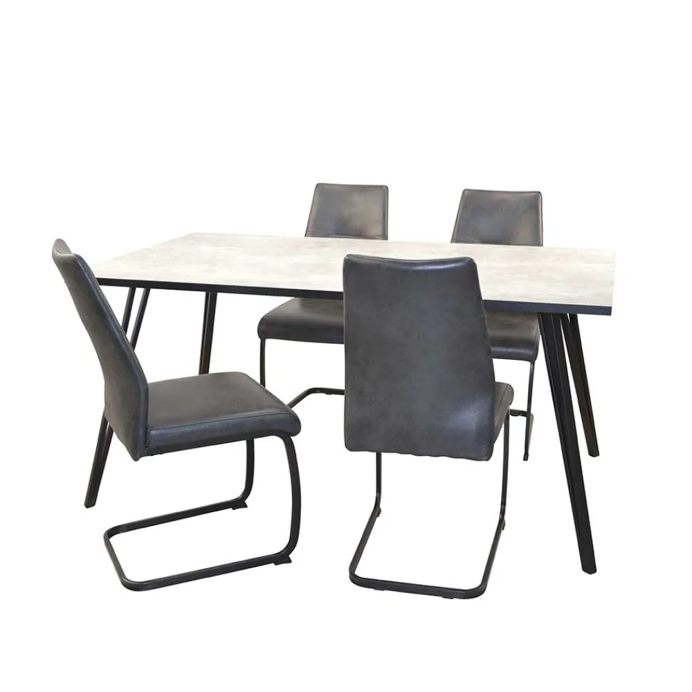 Wohnen Beton Optik Tisch & Schwingstühle - Grenados (fünfteilig)