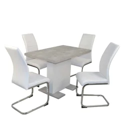 Wohnen Jugend-Sitzgruppen|Sitzgruppe*Betonoptik Säulentisch & Freischwinger - Gates (fünfteilig)