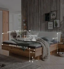 Wohnen Bett Anlage aus Kernbuche - Krofun (dreiteilig)