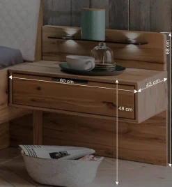 Wohnen Bett Anlage aus Kernbuche - Krofun (dreiteilig)