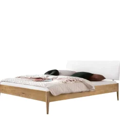 Wohnen Weiße Möbel|Naturholzmöbel*Bett aus Wildeiche Holz & Kunstleder - Vinessia