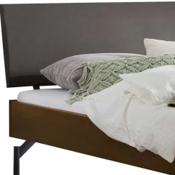 Wohnen Braune Möbel|Betten*Bett in Nussbaum Braun & Anthrazit - Ayero (dreiteilig)