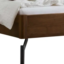 Wohnen Braune Möbel|Betten*Bett in Nussbaum Braun & Anthrazit - Ayero (dreiteilig)