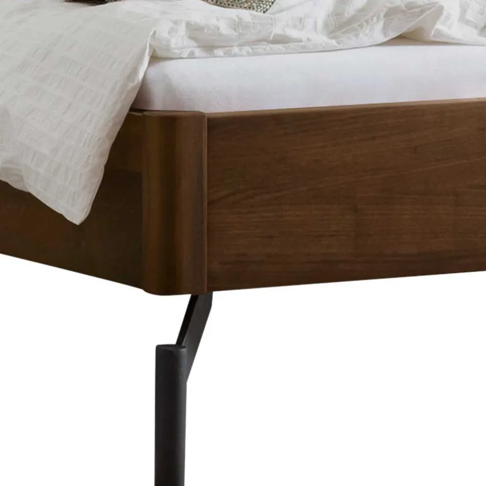 Wohnen Braune Möbel|Betten*Bett in Nussbaum Braun & Anthrazit - Ayero (dreiteilig)