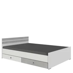 Wohnen Bett in Weiß & Lichtgrau Beton Optik - Orsidio