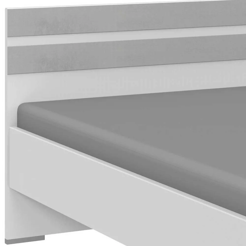Wohnen Bett in Weiß & Lichtgrau Beton Optik - Orsidio