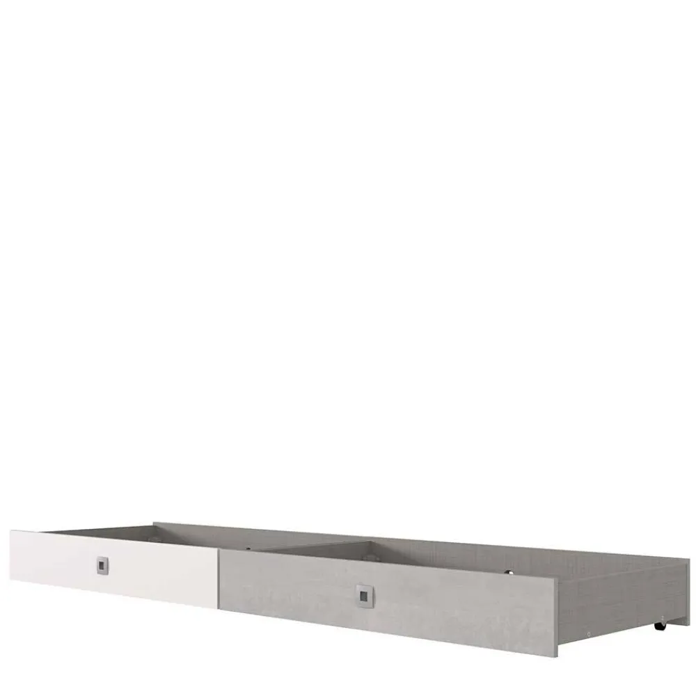 Wohnen Bett in Weiß & Lichtgrau Beton Optik - Orsidio