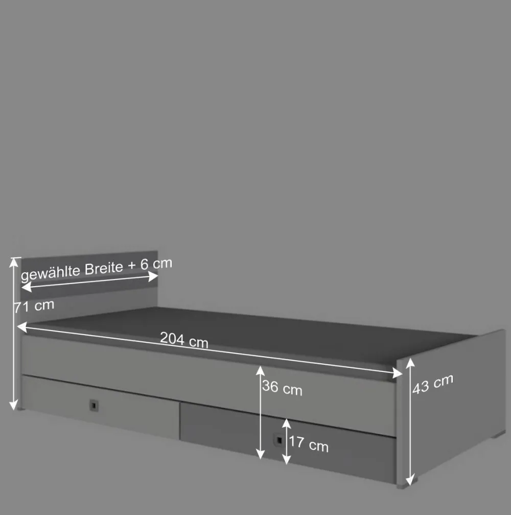 Wohnen Bett in Weiß & Lichtgrau Beton Optik - Orsidio