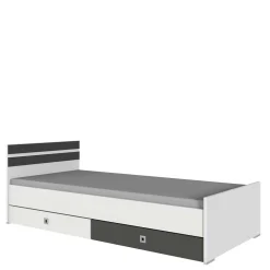 Wohnen Jugendbetten*Bett in Weiß mit Dunkelgrau - Tamba