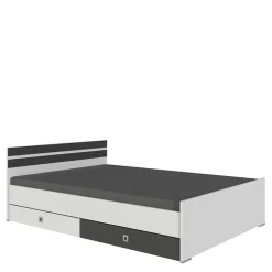 Wohnen Jugendbetten*Bett in Weiß mit Dunkelgrau - Tamba