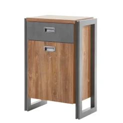 Wohnen Flurkommoden*Bett Kommode im Eiche dunkel Dekor und Schwarz - Rompira