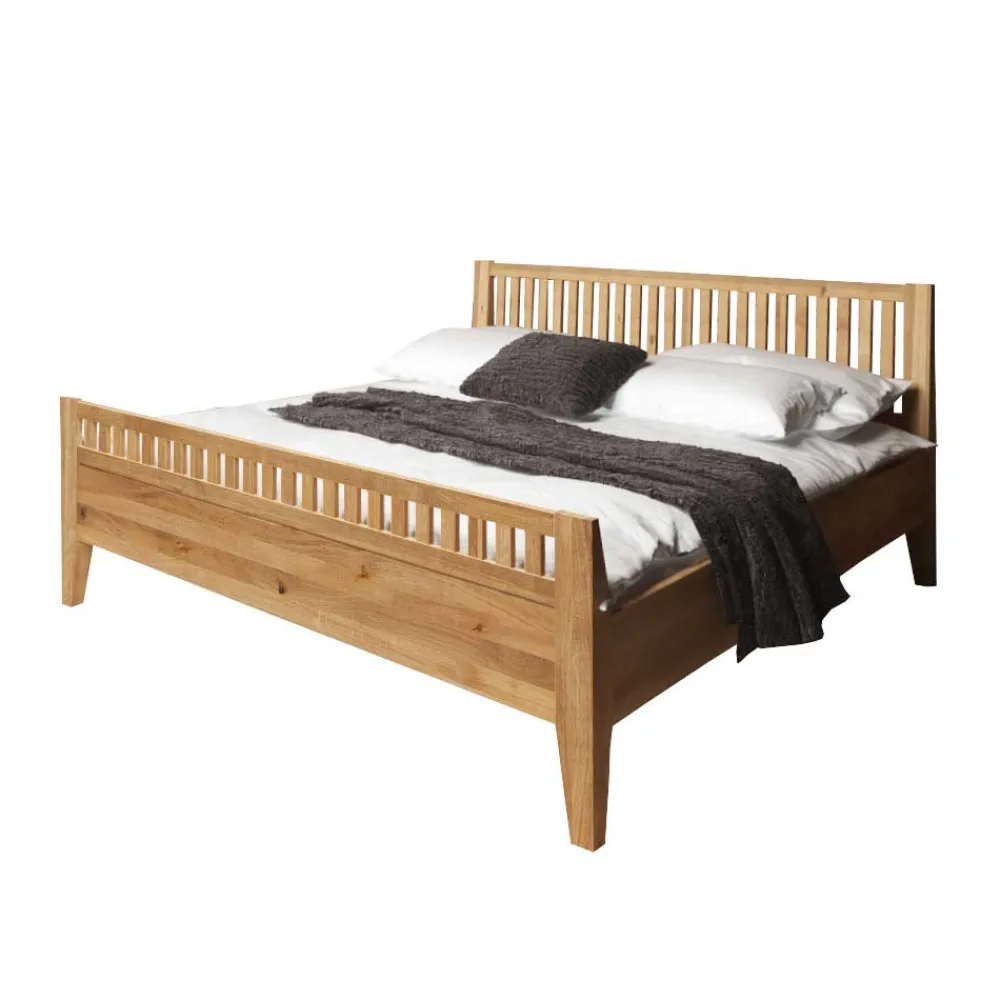 Wohnen Bett Masdamos aus Wildeiche Massivholz