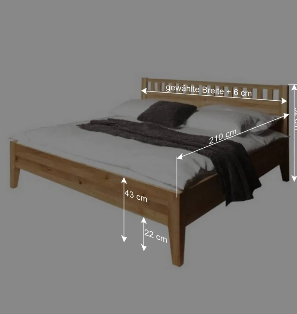 Wohnen Bett Masdamos aus Wildeiche Massivholz