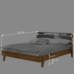 Wohnen Retro Möbel*Bett mit 210cm Länge aus Wildeiche - Hardus