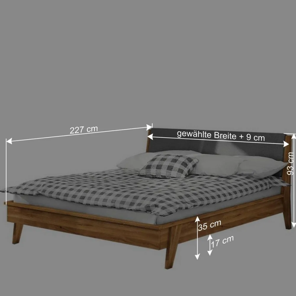 Wohnen Retro Möbel*Bett mit 210cm Länge aus Wildeiche - Hardus