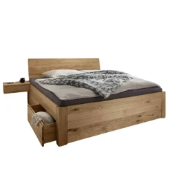 Wohnen Bett mit vier Schubladen aus Wildeiche - Zennian (dreiteilig)