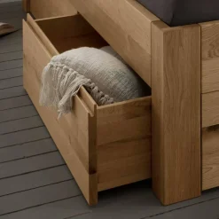 Wohnen Bett mit vier Schubladen aus Wildeiche - Zennian (dreiteilig)