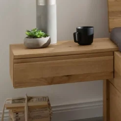 Wohnen Bett mit vier Schubladen aus Wildeiche - Zennian (dreiteilig)