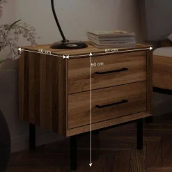 Wohnen Bett mit Wildeiche Rahmen & Polsterkopfteil in Grau - Kerfa