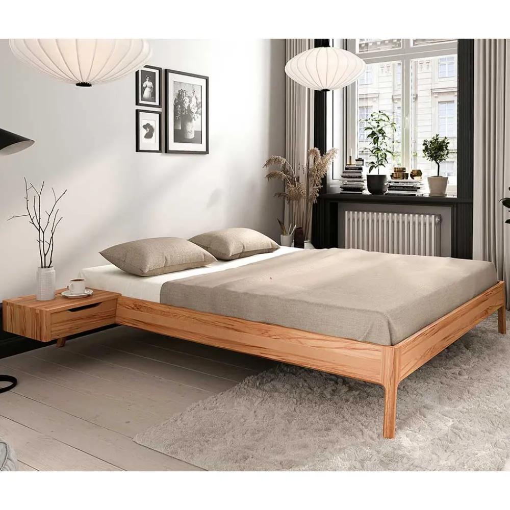 Wohnen Bett ohne Kopfteil aus Kernbuche Massivholz - Bracco