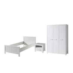 Kinder Wohnen Bett und Nachtkommode und Schrank Set - Ellen