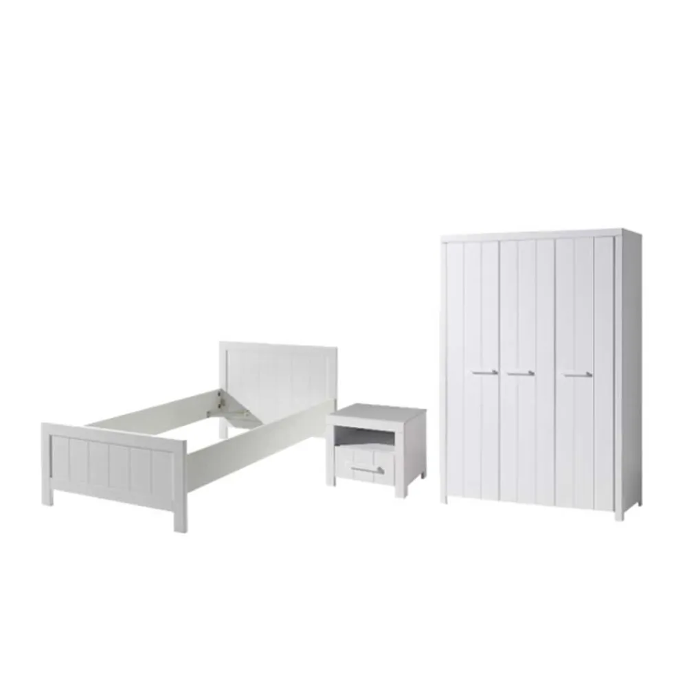 Kinder Wohnen Bett und Nachtkommode und Schrank Set - Ellen