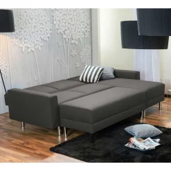 Wohnen Bettfunktion Ecksofa in Anthrazit mit Chrom - Heavy (zweiteilig)