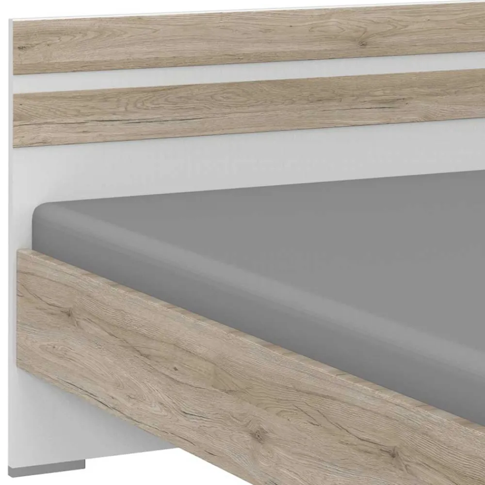 Wohnen Bettgestell in Eiche San Remo Dekor & Weiß - Abrud