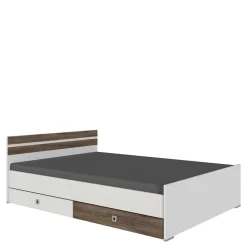 Wohnen Jugendbetten*Bettgestell in Holz verwittert Eiche Dekor - Liesca