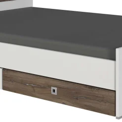 Wohnen Jugendbetten*Bettgestell in Holz verwittert Eiche Dekor - Liesca