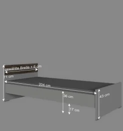 Wohnen Jugendbetten*Bettgestell in Holz verwittert Eiche Dekor - Liesca