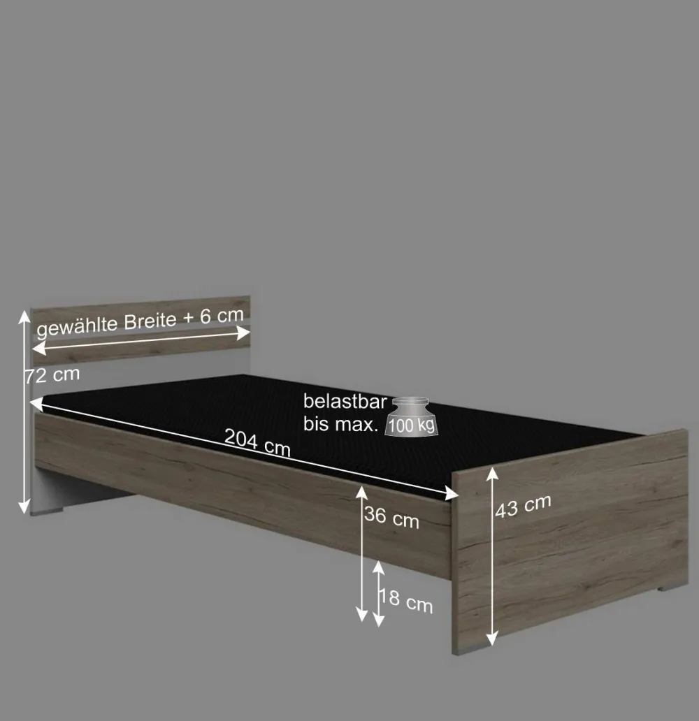 Wohnen Bettgestell in Holzoptik Eiche San Remo - Folio