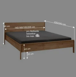 Wohnen Bettgestell und Nachtkommoden aus Holz - Waving (dreiteilig)