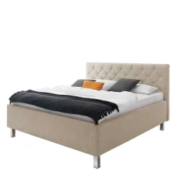 Wohnen Bettkasten Bett in Beige Microfaser - Croscony